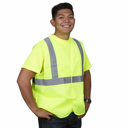 CORDOVA General Purpose Safety Vest, Hi-Vis Lime Mesh, 4XL V211P4XL
